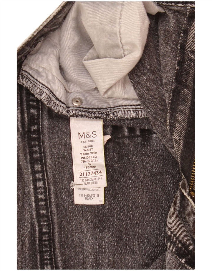 Marks & Spencer Vaqueros rectos para hombre W38 L31 Algodón negro