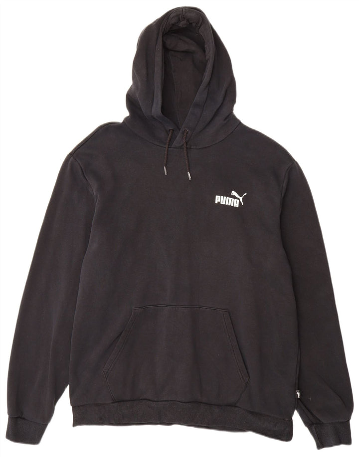 PUMA Sudadera con capucha para hombre, talla grande, algodón negro