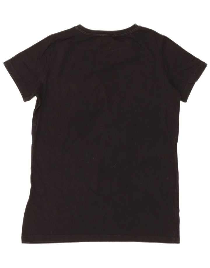 Trussardi Jeans Mujer Camiseta Gráfica Top UK 44 Medium Negro