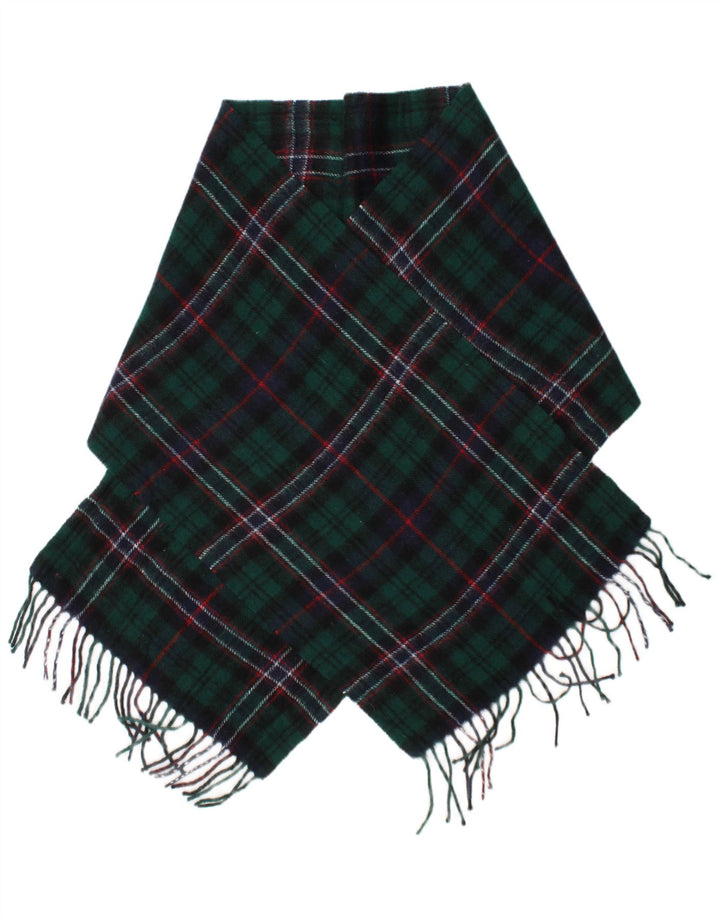 Bufanda rectangular vintage para hombre talla única lana de cordero a cuadros verdes