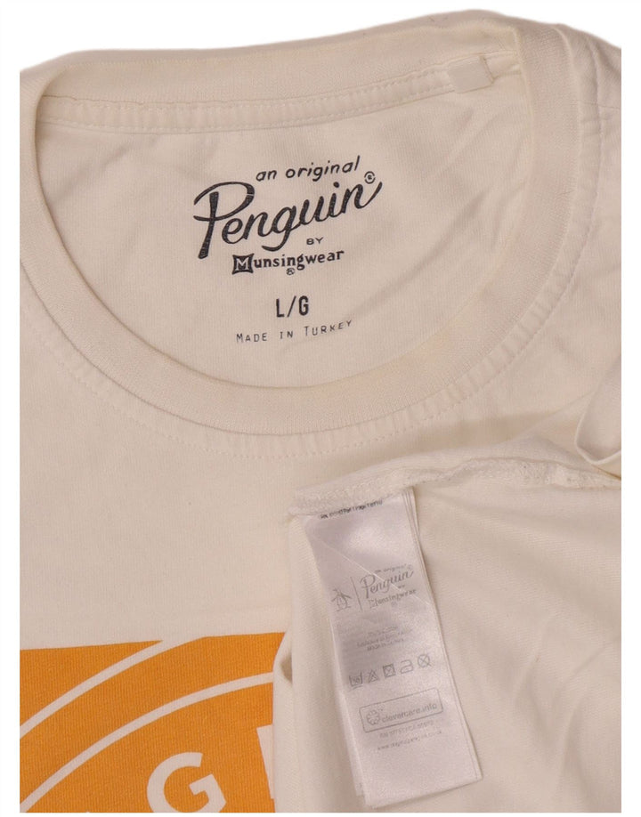 Penguin - Camiseta gráfica para hombre, talla grande, algodón blanco