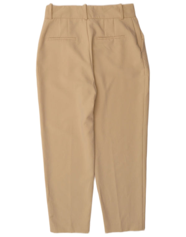 Zara Mujer Pantalones Chinos Cónicos De Cintura Alta Grande W30 L30 Beige