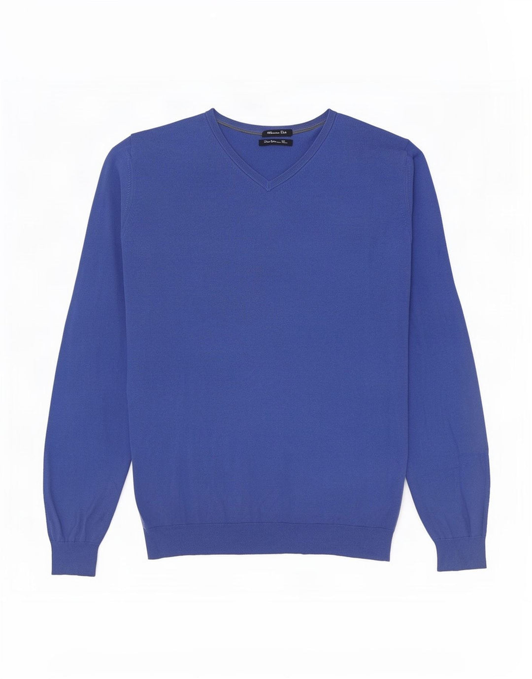 Jersey Massimo Dutti Hombre Cuello Pico Algodón Azul Medio