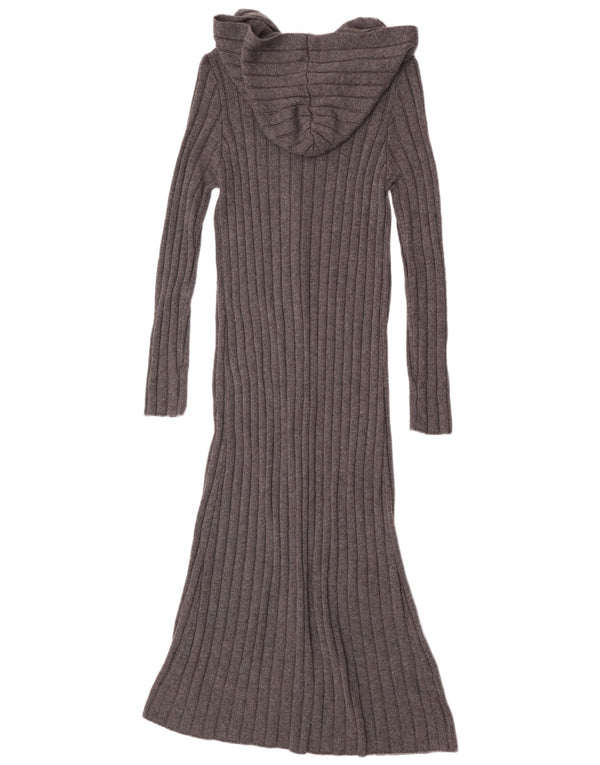 Zara Mujer Vestido Jersey Con Capucha UK 40 Small Gris Nylon