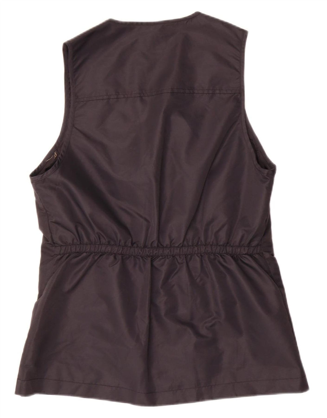 VINTAGE Mujer Utility Gilet Reino Unido 10/12 Poliamida Negra Mediana