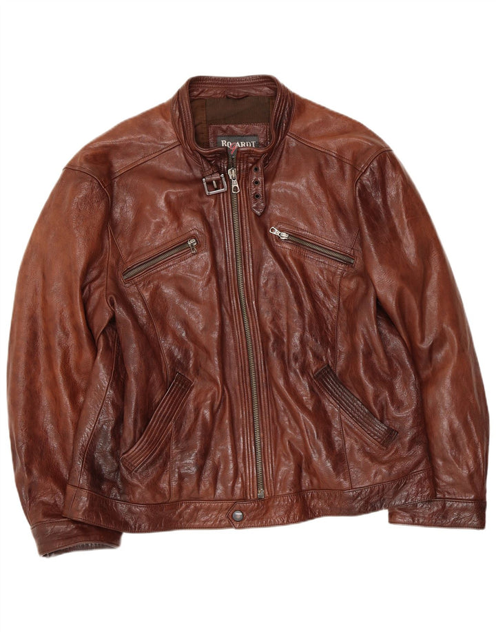 Vintage chaqueta de cuero para hombre Reino Unido 38 cuero marrón medio