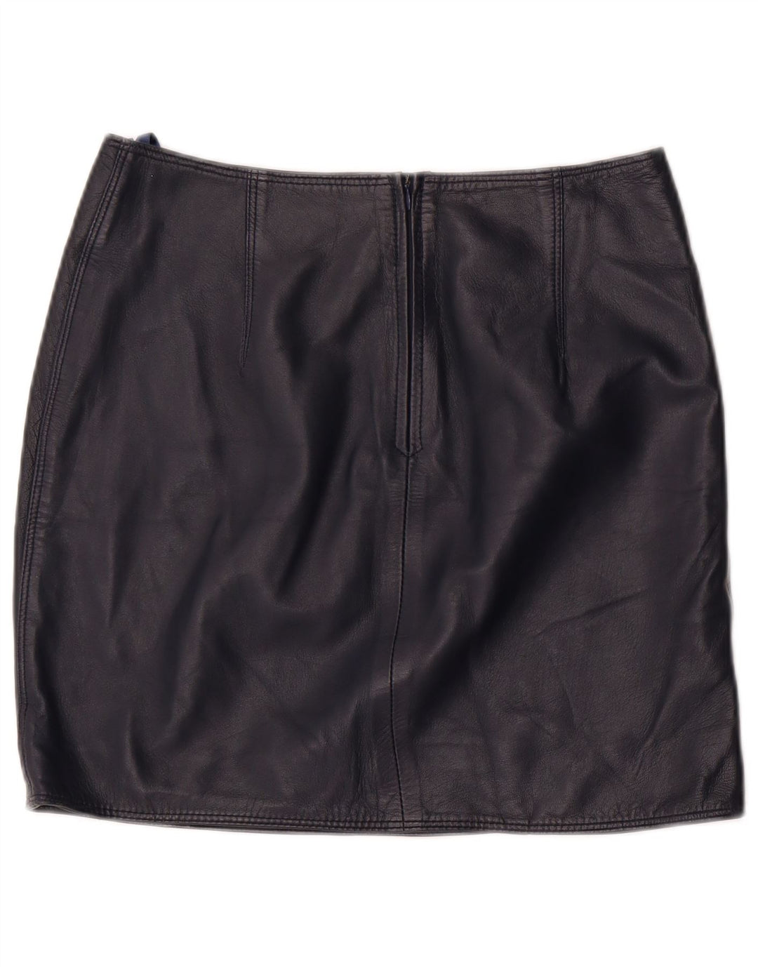 Vintage mujer mini falda de cuero EU 36 pequeño W28 cuero azul marino