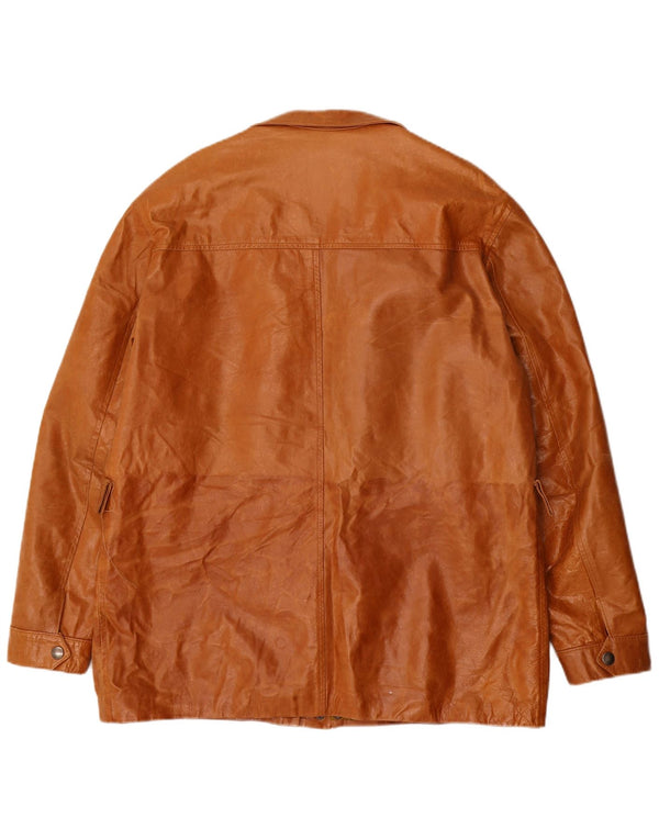 Vintage chaqueta de cuero para hombre Reino Unido 42 XL cuero marrón