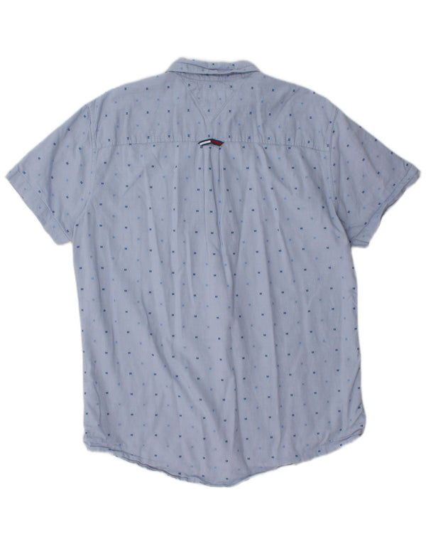 TOMMY HILFIGER Camisa de manga corta Regular Fit para hombre XL Algodón con lunares azules