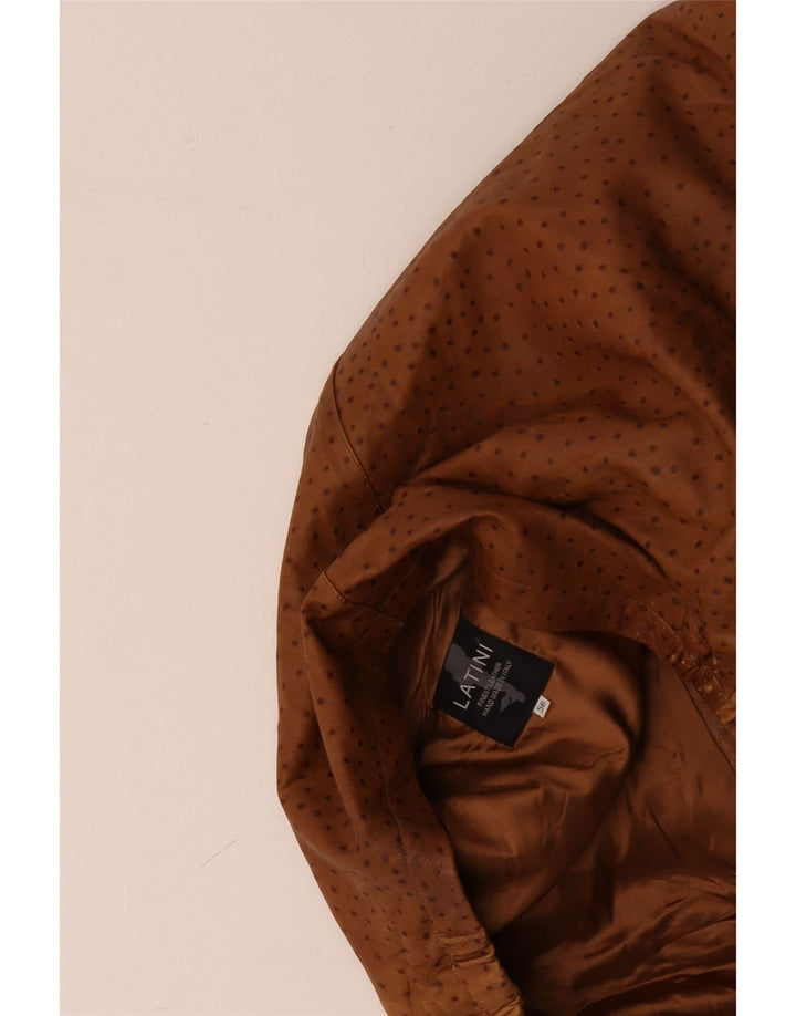 VINTAGE Chaleco de cuero para hombre IT 56 3XL Marrón manchado