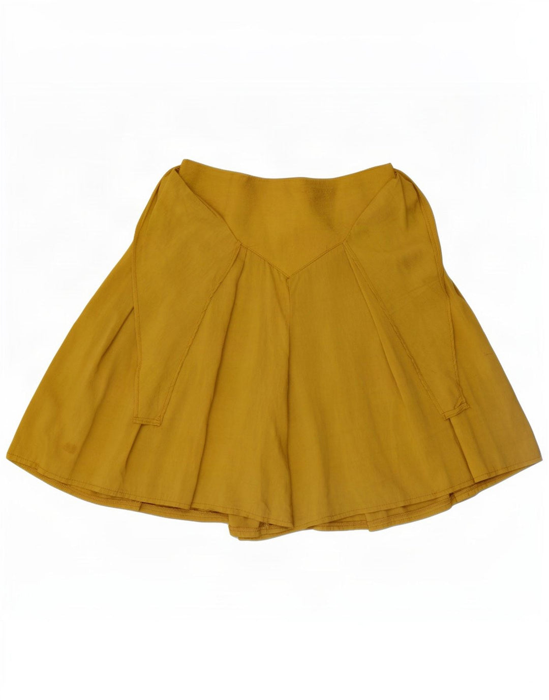 Vintage mujer Skort Mini falda W26 pequeña viscosa amarilla