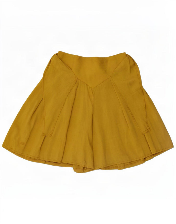 Vintage mujer Skort Mini falda W26 pequeña viscosa amarilla