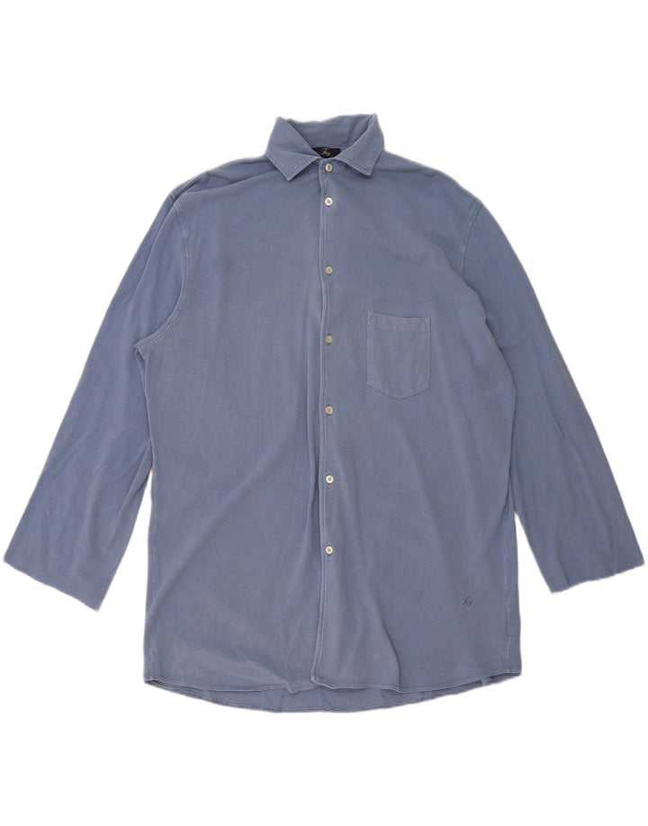 Fay Camisa de manga 3/4 para hombre 2XL Algodón azul