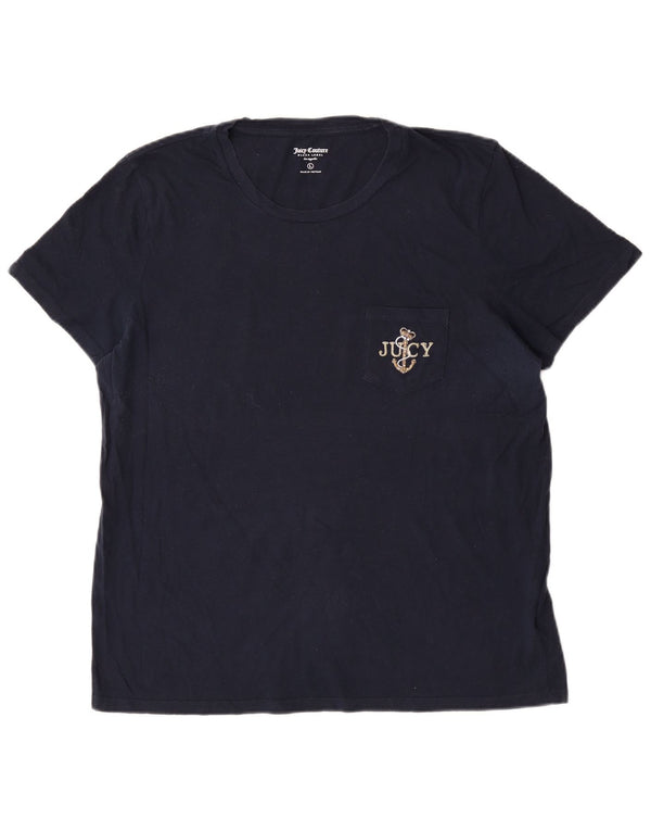 Juicy Couture Camiseta para Mujer Top UK 46 Grande Azul Marino Algodón