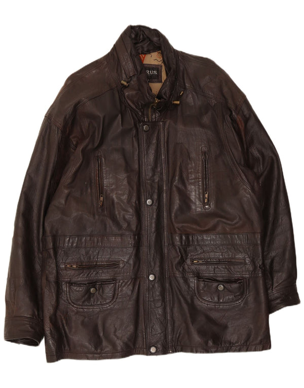 Torus Chaqueta de cuero para hombre UK 42XL Marrón