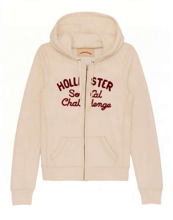 Hollister Sudadera con capucha y cremallera gráfica para mujer Reino Unido 12 Algodón blanco mediano