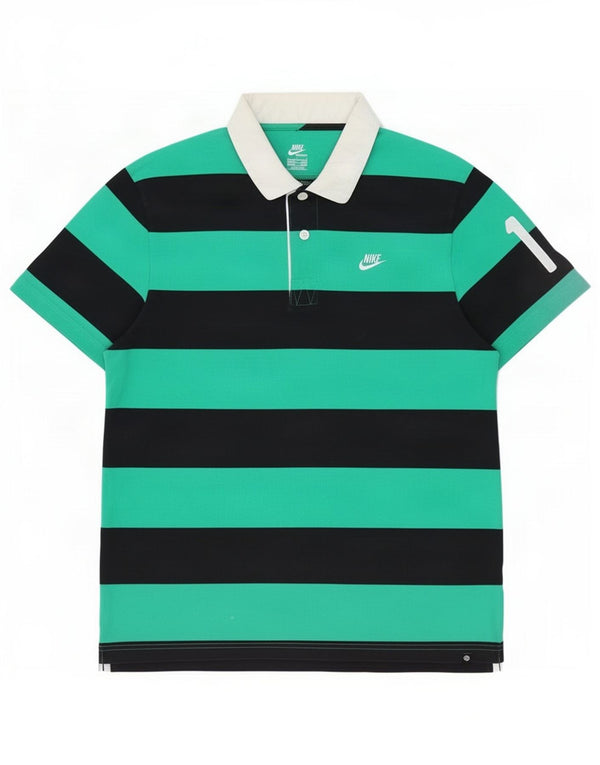 Nike Polo de rugby gráfico para hombre UK 42/44 Algodón de rayas verdes grandes