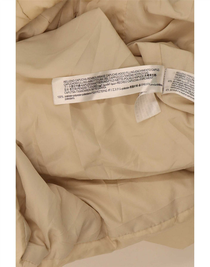 Zara Mujer Abrigo Acolchado Extragrande Con Capucha UK 6 XS Poliéster Beige