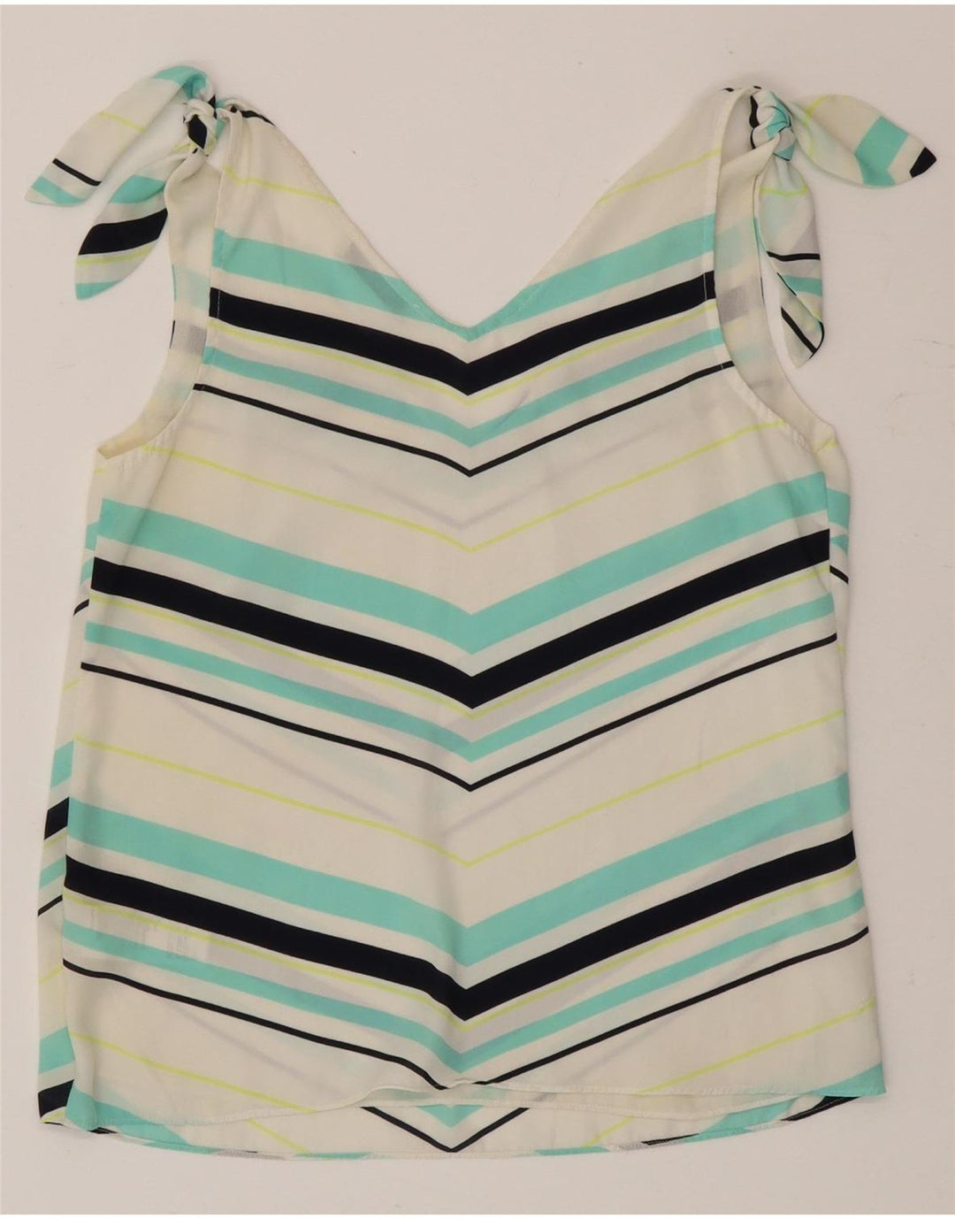 Oasis Blusa sin mangas para mujer Top UK 42 Poliéster a rayas blancas medianas