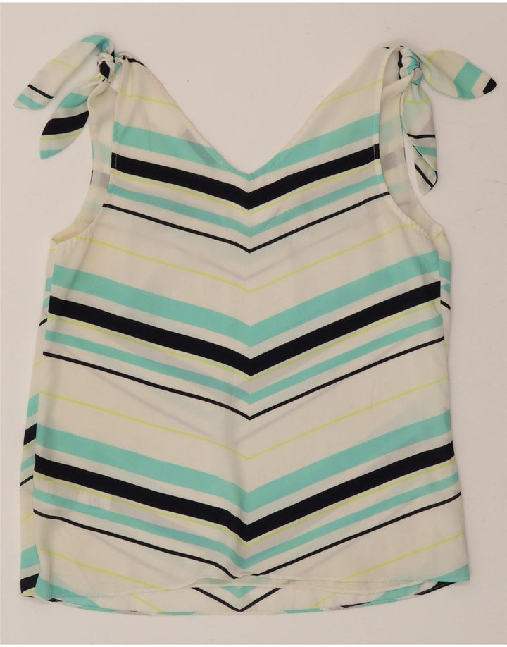 Oasis Blusa sin mangas para mujer Top UK 42 Poliéster a rayas blancas medianas