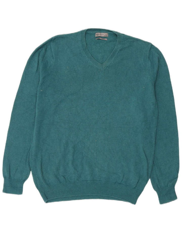 Marks & Spencer Jersey con Cuello en V para Hombre de algodón Verde Medio
