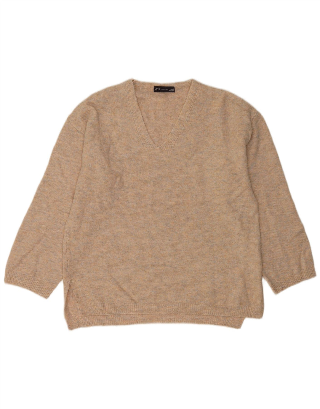 Marks & Spencer Suéter tipo jersey con cuello en V para mujer UK 44 Gris medio moteado