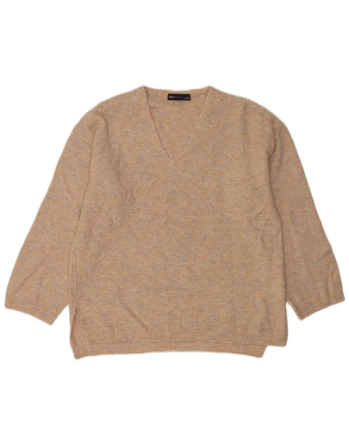 Marks & Spencer Suéter tipo jersey con cuello en V para mujer UK 44 Gris medio moteado