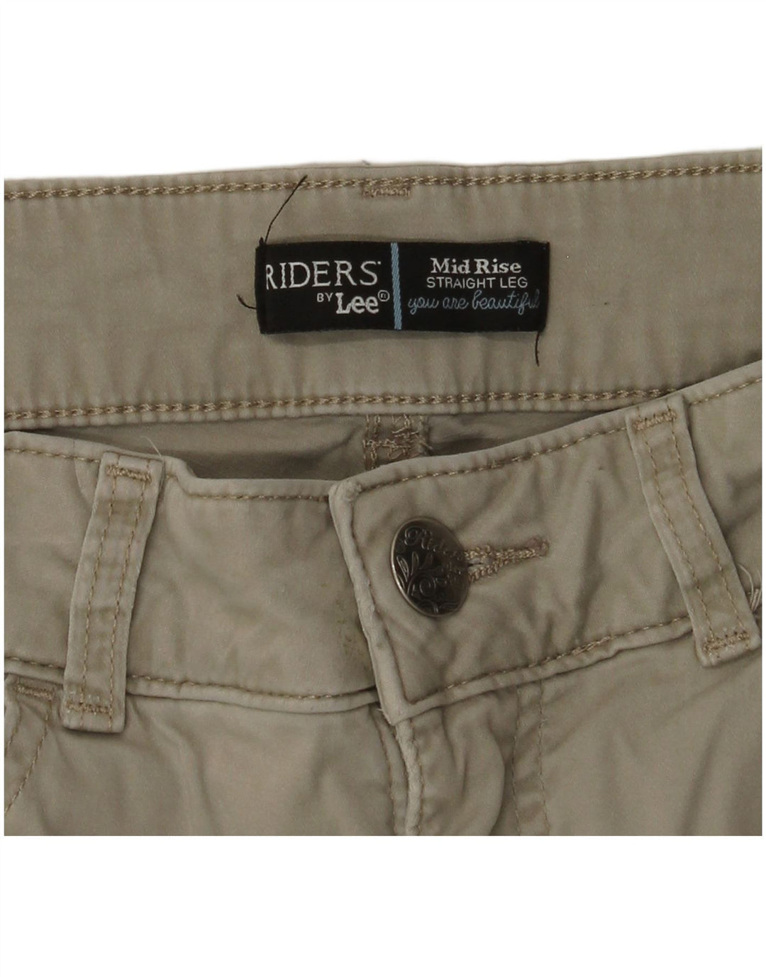 LEE Mujer Riders Mid Rise Pantalones Casuales Rectos W30 L28 Beige