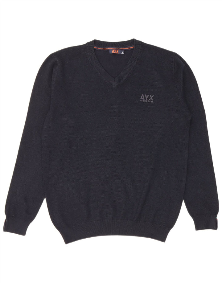 Avirex Jersey De Punto Con Cuello En V Para Hombre Viscosa Azul Marino Medio