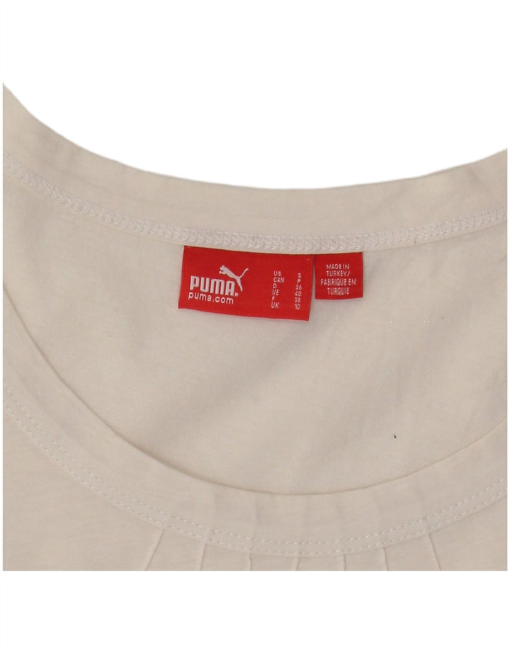 PUMA Camiseta sin mangas para mujer UK 10 Small White Stripe Cotton
