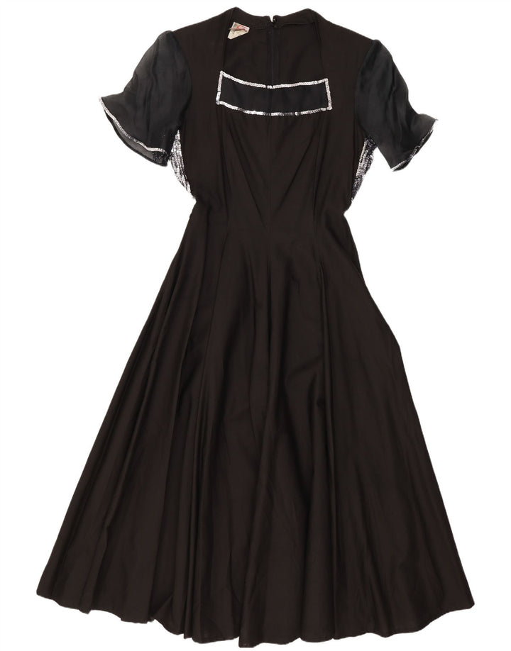 STEFANEL Vestido largo para mujer UK 12 Mediano Algodón negro