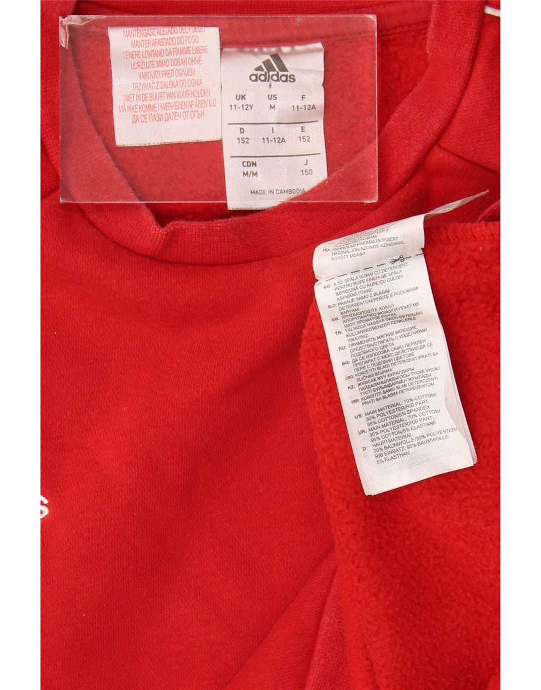 Adidas Sudadera para niño Jumper 11-12 años Rojo Algodón