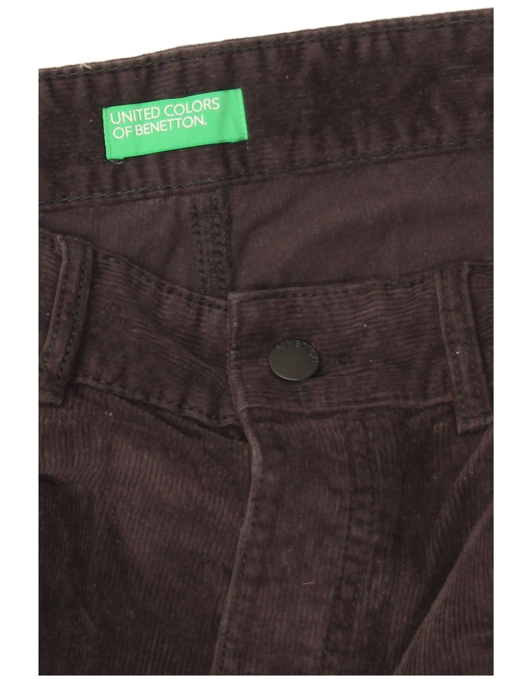 Benetton Hombre Pantalones De Pana Con Corte Bota W32 L28 Negro
