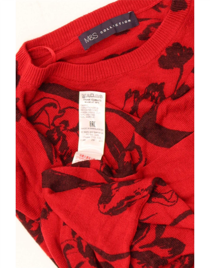 Marks & Spencer Suéter tipo jersey con cuello redondo para mujer UK 40 Mediano Rojo Floral