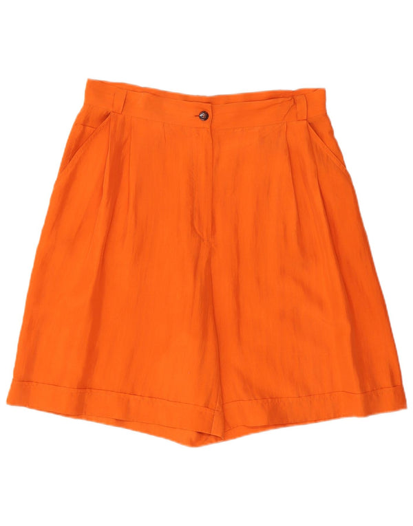Vintage mujeres cintura alta pegado pantalones cortos casuales Reino Unido 14 grande W30 seda naranja