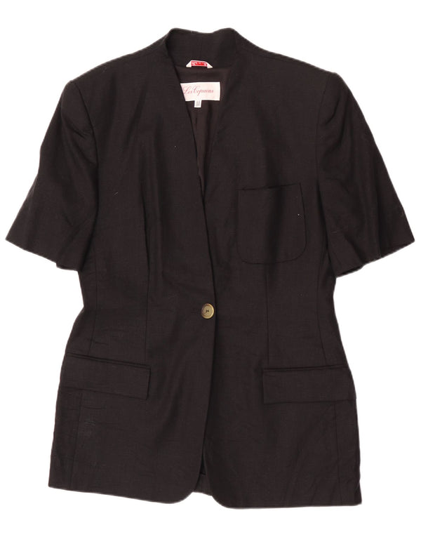 Les Copains Chaqueta Blazer De 1 Botón De Manga Corta Para Mujer IT 44 Medium Black