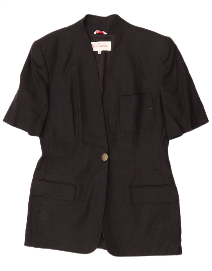 Les Copains Chaqueta Blazer De 1 Botón De Manga Corta Para Mujer IT 44 Medium Black