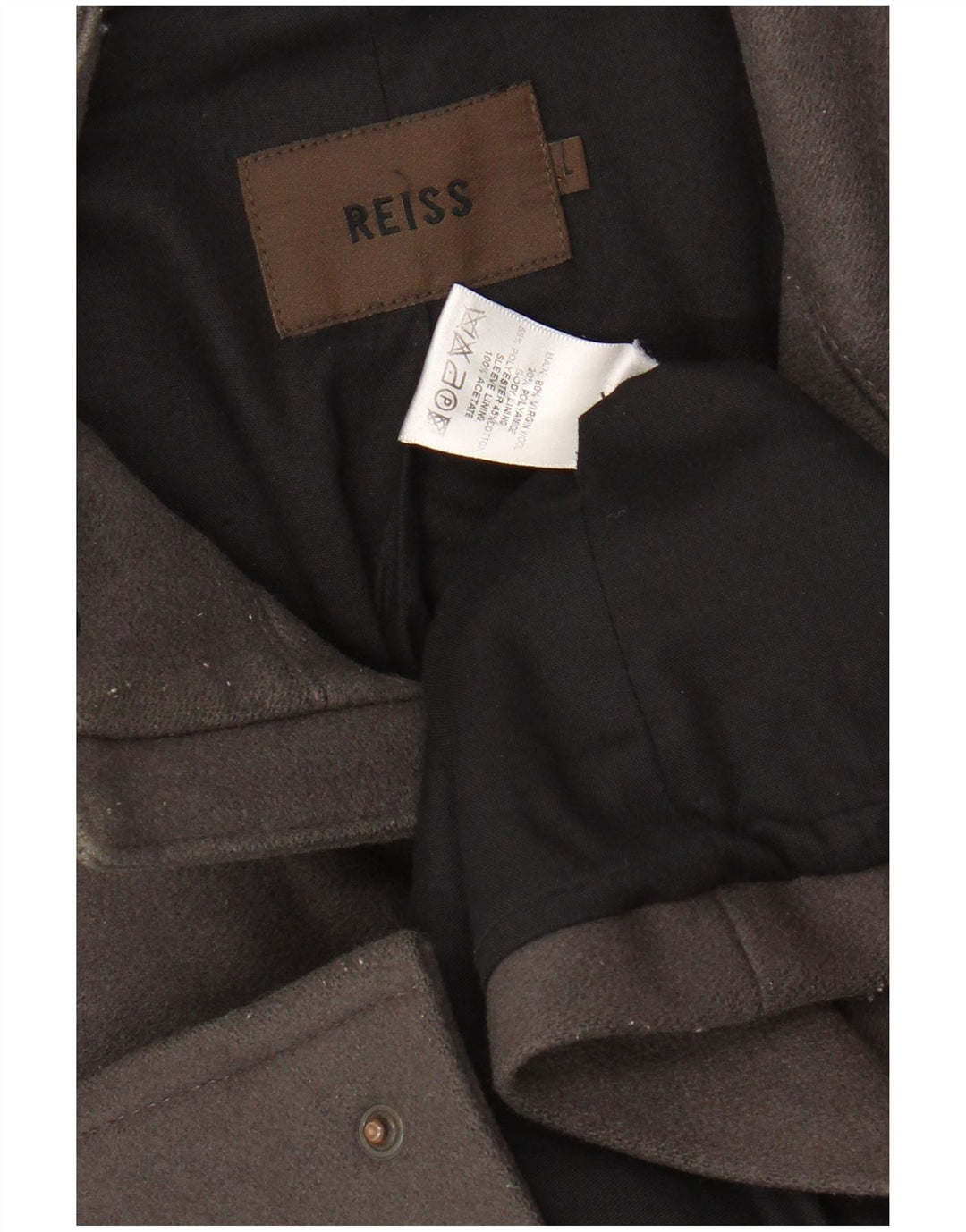 REISS Chaqueta cortavientos para hombre UK 40 Large Gris Lana Virgen