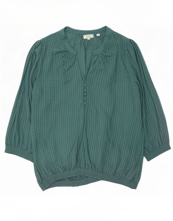 Blusa de manga 3/4 para mujer de Fat Face UK 46 Large Green Check Viscosa