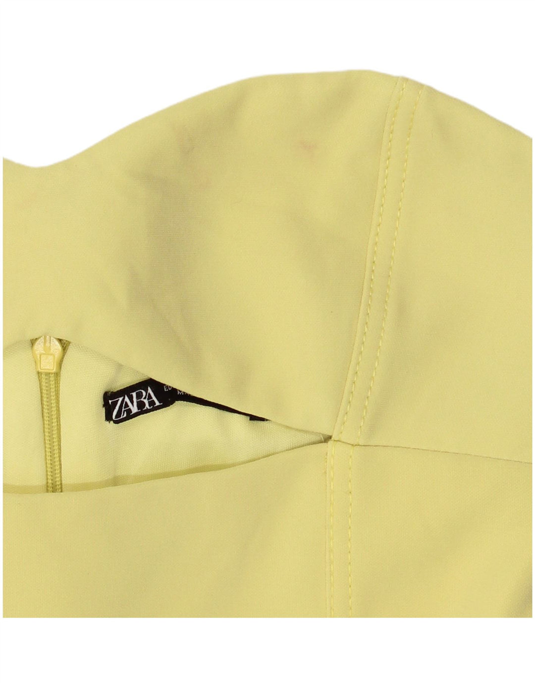 Zara Vestido Sin Tirantes Para Mujer UK 8 Small Poliéster Amarillo