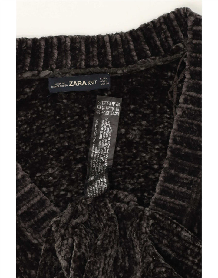 Zara Mujer Oversize Manga 3/4 Jersey Jersey con Cuello en V UK 44 Gris Medio