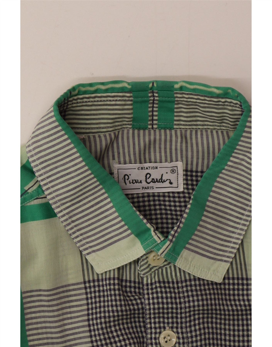 Camisa Pierre Cardin Hombre Manga Corta Cuadros Verde Medio
