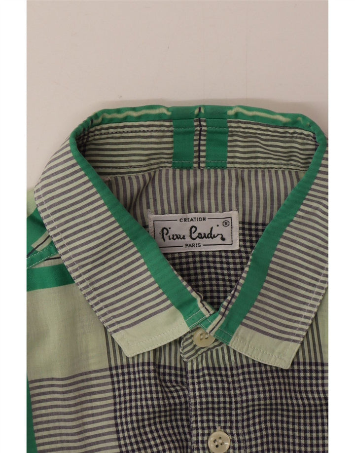 Camisa Pierre Cardin Hombre Manga Corta Cuadros Verde Medio