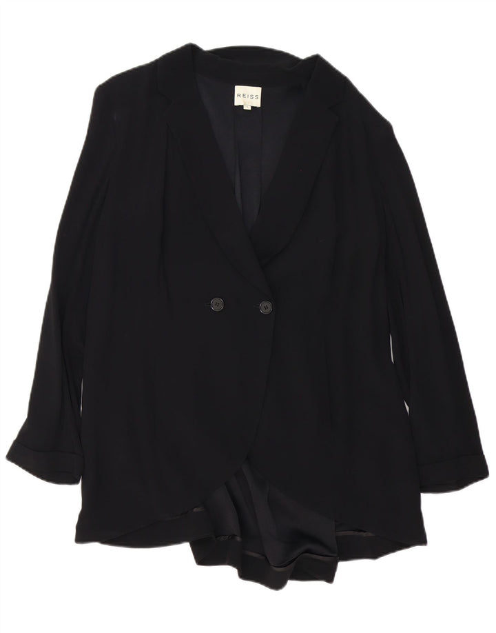Reiss Abrigo extragrande con doble botonadura para mujer UK 10 Small Viscosa negra