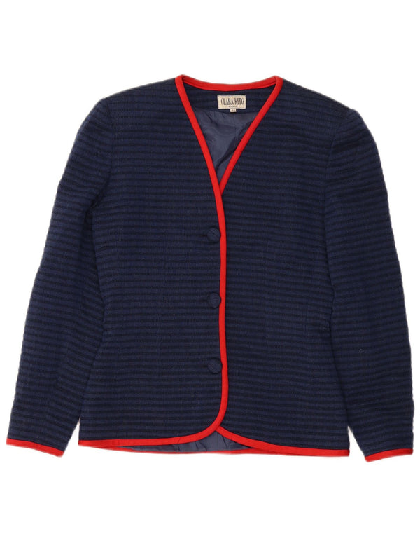 VINTAGE Chaqueta Blazer de 3 Botones para Mujer IT 44 Rayas Azul Marino Medianas