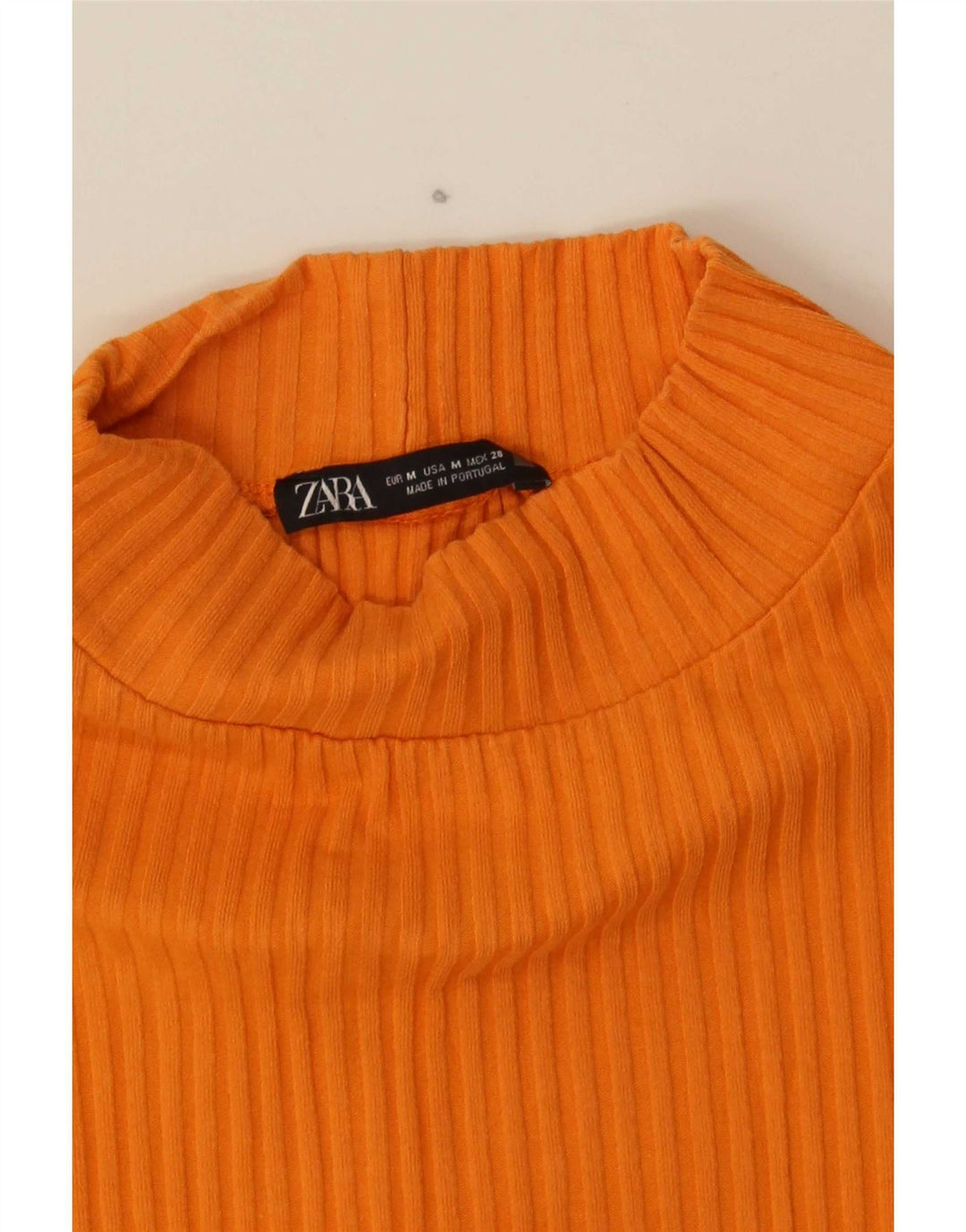 Zara Mujer Crop Top Manga Larga UK 42 Medio Naranja