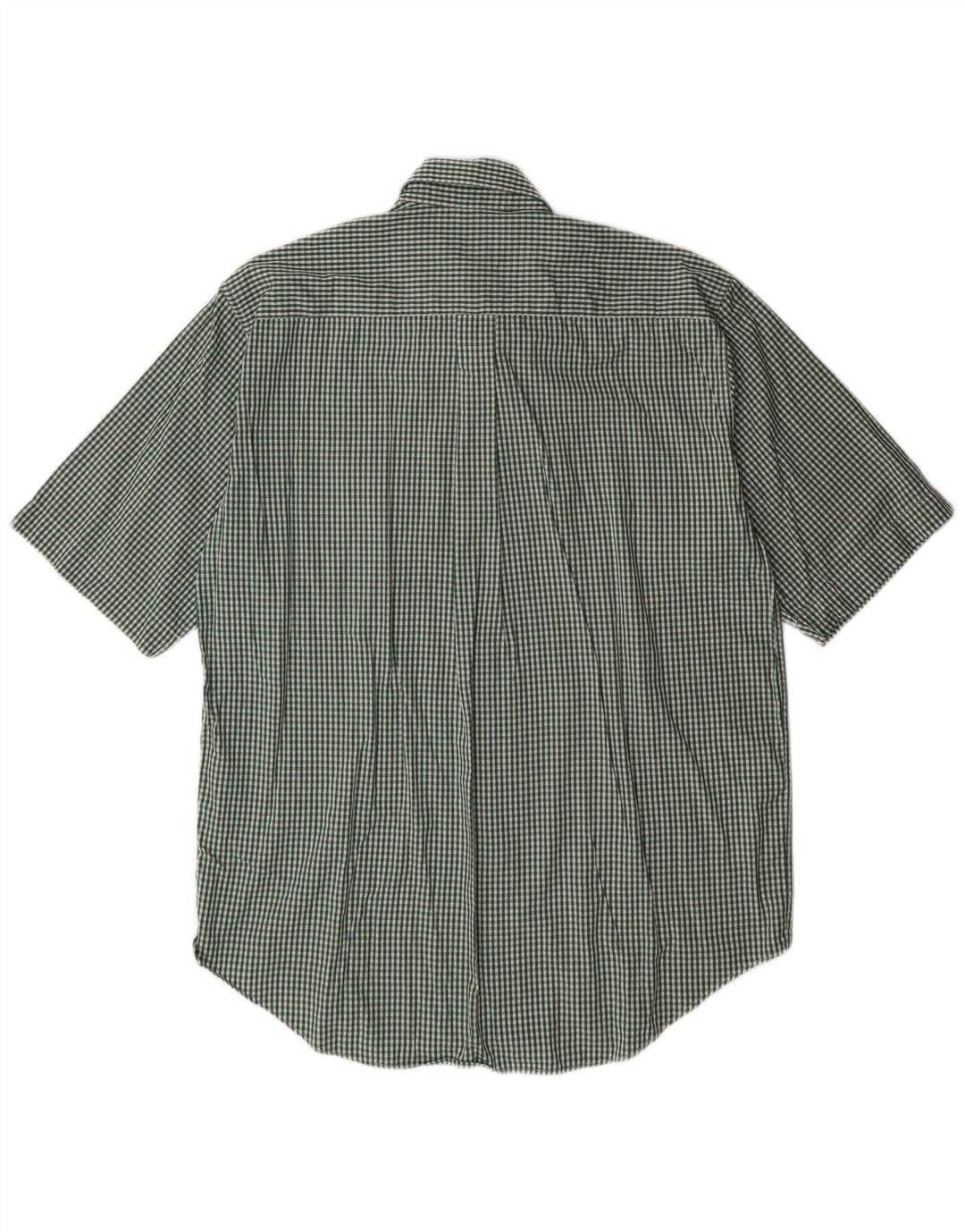 BENETTON Camisa de manga corta para hombre Large Green Gingham