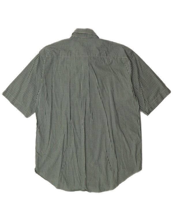 BENETTON Camisa de manga corta para hombre Large Green Gingham