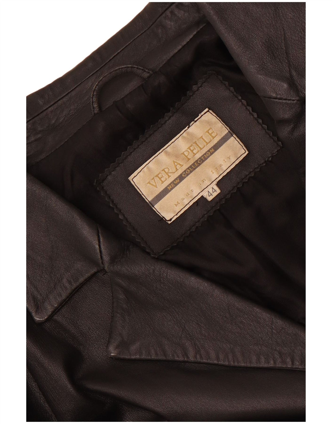 Abrigo de cuero vintage para mujer IT 44 Cuero negro medio