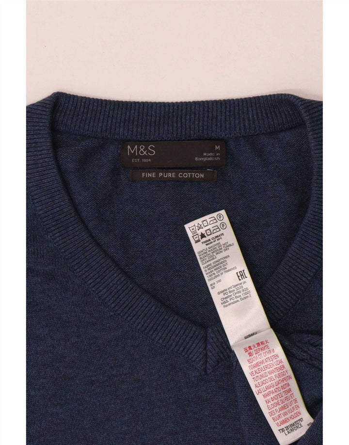 Marks & Spencer Jersey con cuello en V para hombre de algodón azul medio